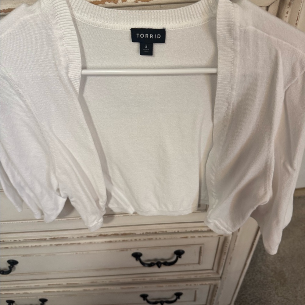 Torrid White Shrug Cardigan